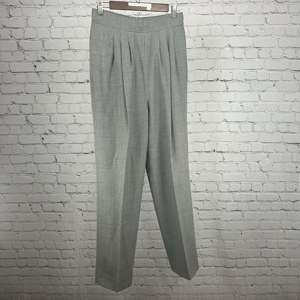 VTG JH Collectibles Gray Wool Pleated Lined High Waisted Dress Pants 12 (28X31)